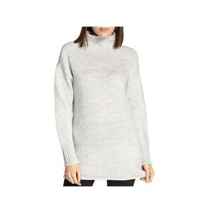 SANCTUARY Womens Silver Ribbed Long Sleeve Mock Neck Sweater XS